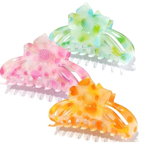 Hawaiian Flower Hair Claw Clips 3PCS Big Clips Nonslip - Picture 1 of 3